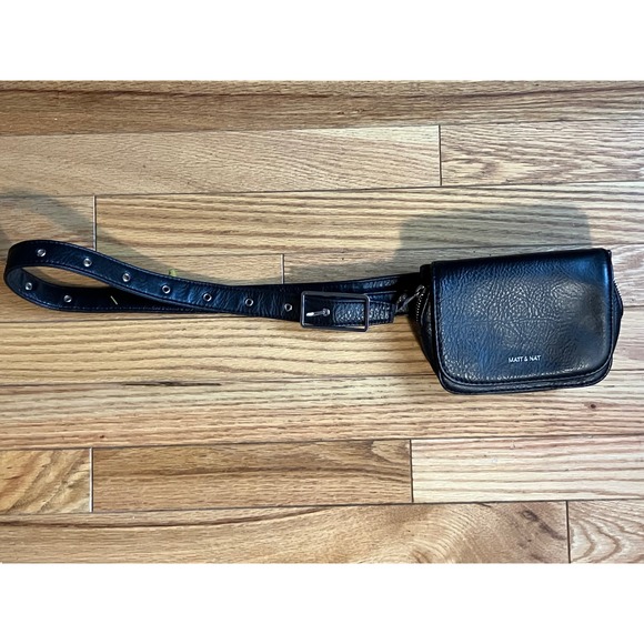 Matt & Nat Handbags - MATT & NAT Black Vegan Leather Belt Bag Adjustable Strap